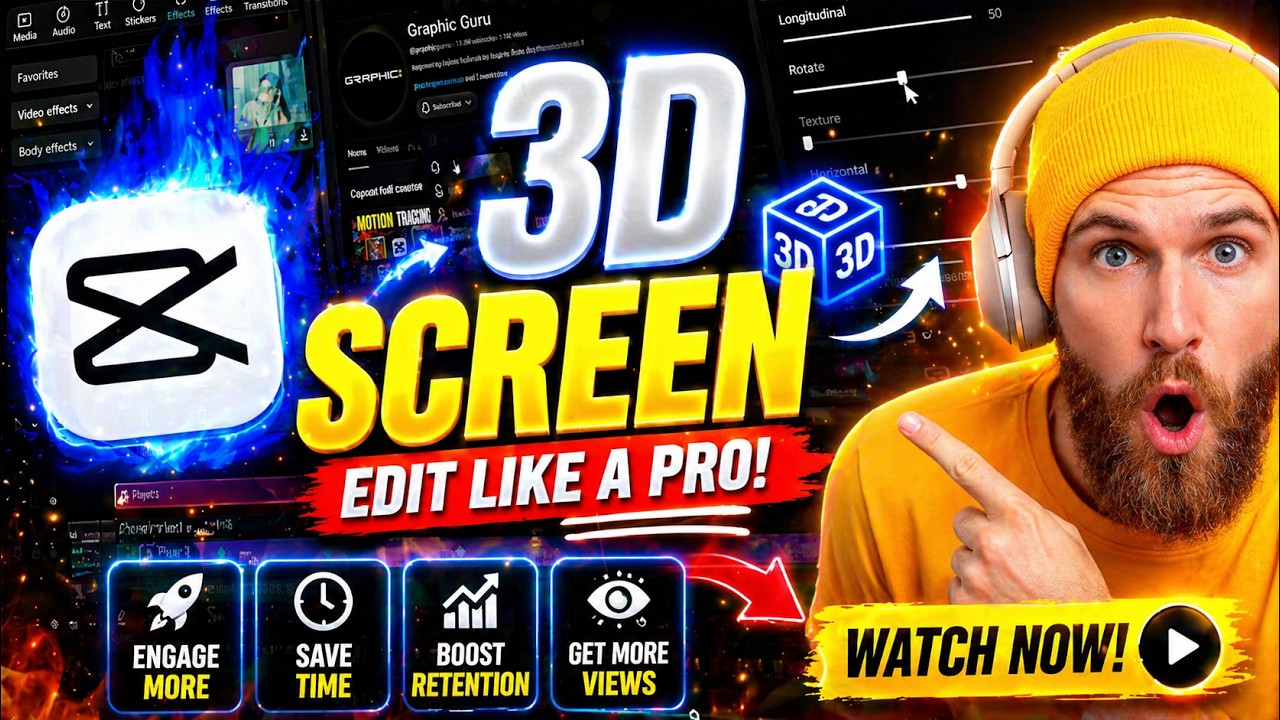 Как создать эффект 3D-движения экрана в CapCut | Учебное пособие по CapCut