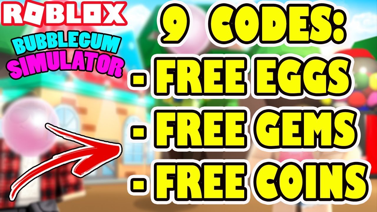 ALL FREE CODES IN BUBBLE GUM SIMULATOR (9 CODES) - FREE EGGS, FREE GEMS, FREE COINS - ROBLOX