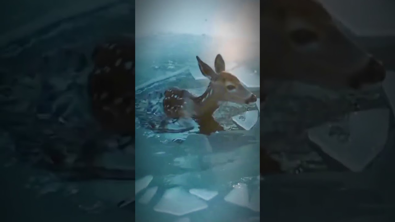 🦌😰Baby Deer Freezing&hellip; Man Jumps In to Save It! #youtubeshorts #trending #deer #rescue #usa #shorts