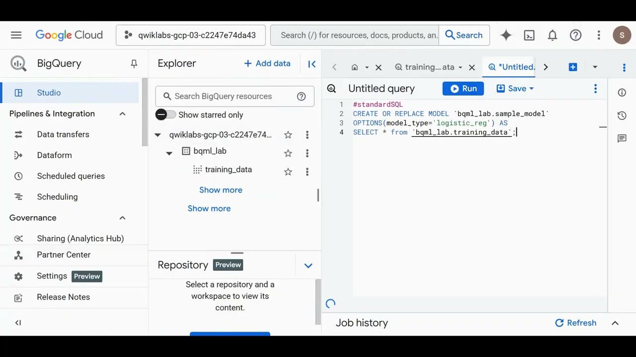 Прогнозирование покупок посетителей с помощью машинного обучения BigQuery, #qwik_starttraining_bi...