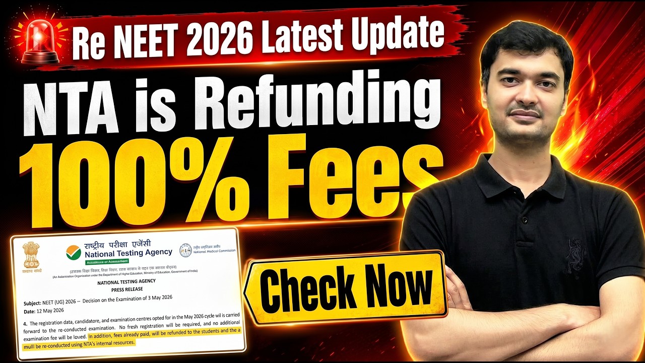 RE-NEET 2026 Latest Update: NTA 100% Fees Refund Confirmed? Check Full Details Now