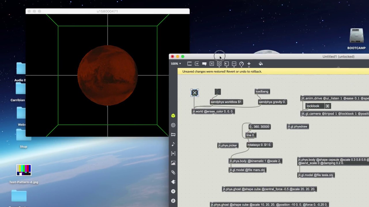 Max/MSP Jitter Physics System - Tesla in Space