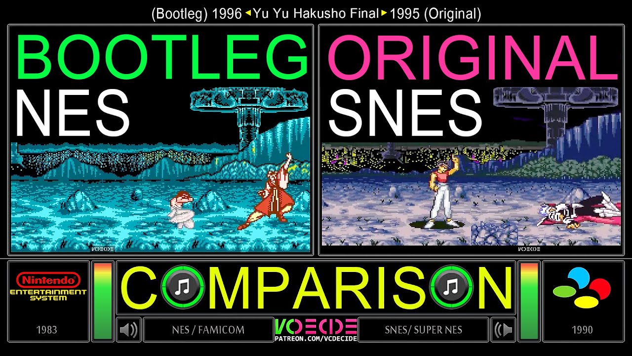 Yu Yu Hakusho Final (NES vs SNES) Side by Side Comparison (Bootleg vs Original) | VCDECIDE