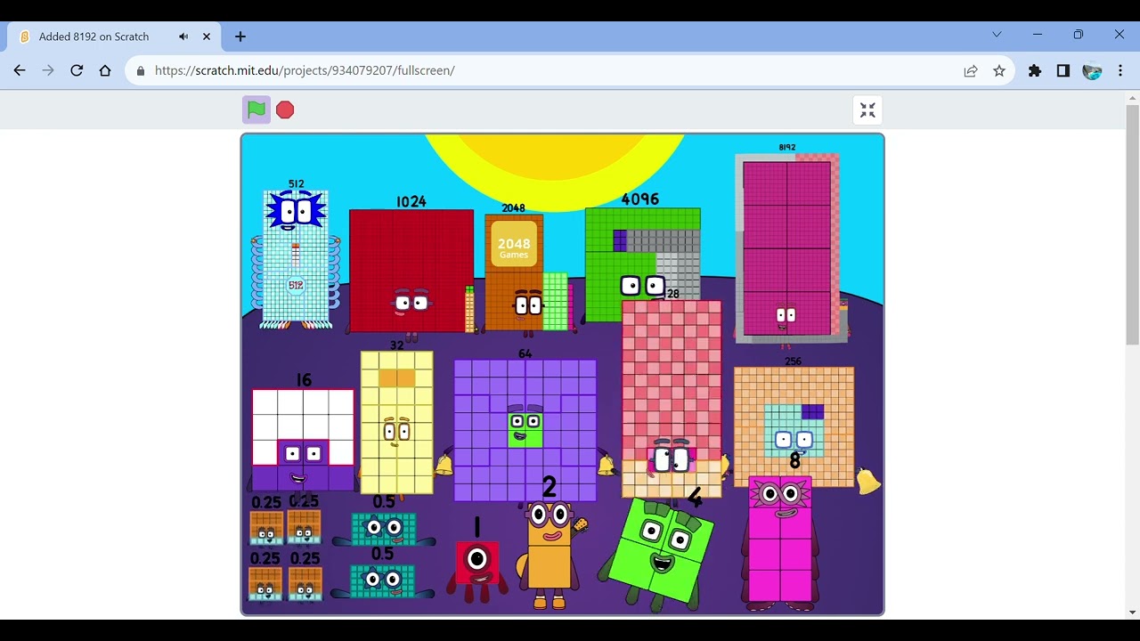 Numberblocks band doubles 0.25-8192