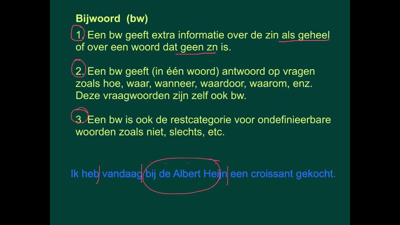Woordsoortbenoeming: bijwoord