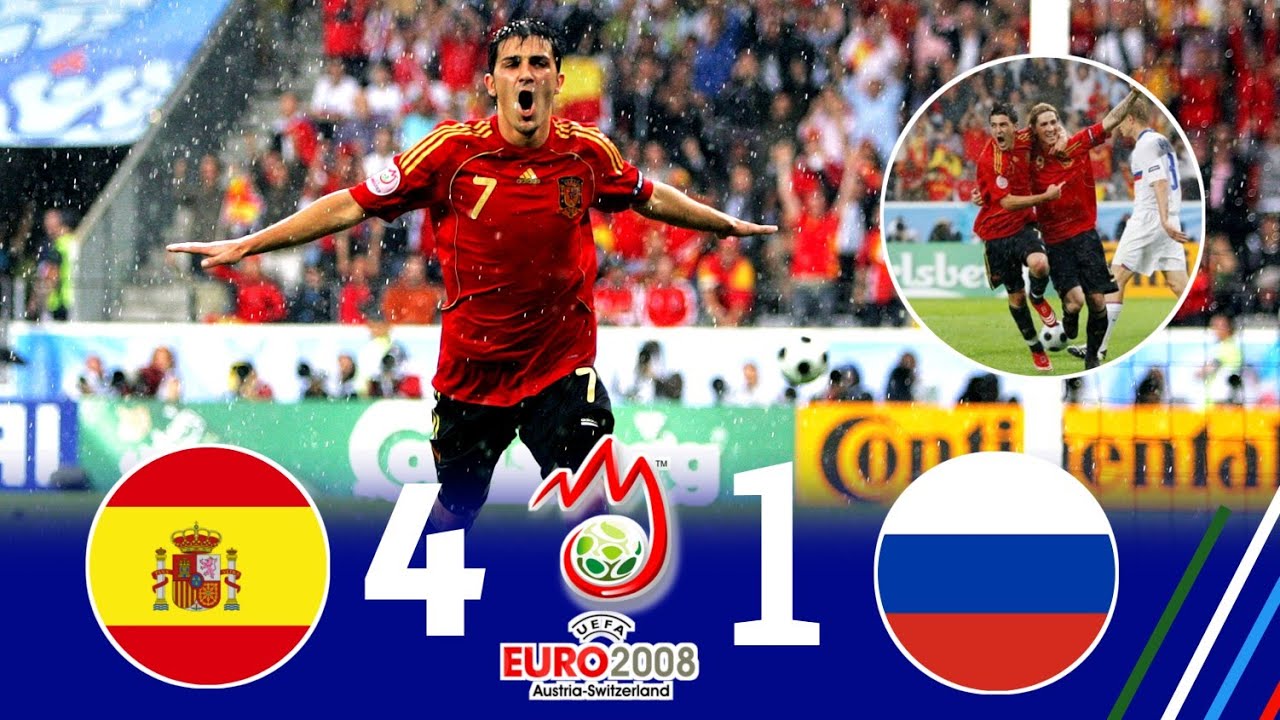 David Villa Show🔥🔥🔥 Spain 4 × 1 Russia 2008 Euro Cup Extended Highlight and Goal HD
