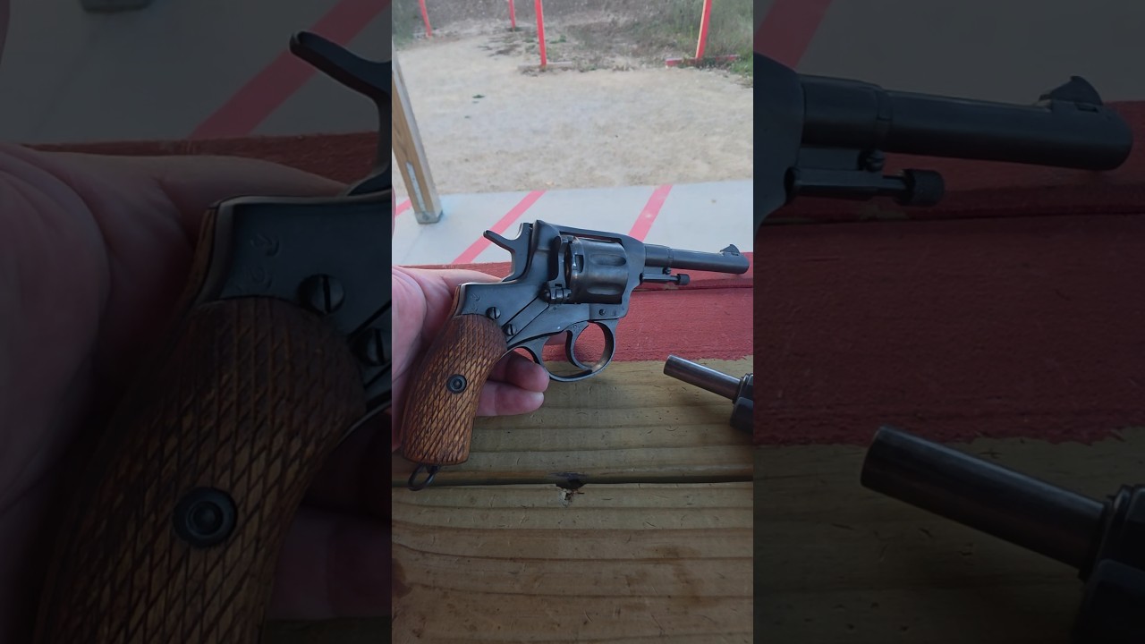 Nagant M1895 first shots. #combloc #surplusguns #2a #range #ppgc #mw2 #redalert #supressedrevolver?