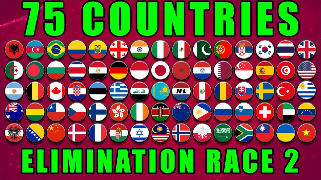 75 Countries Elimination Marble Race in Algodoo Ep. 2 \ Marble Race King