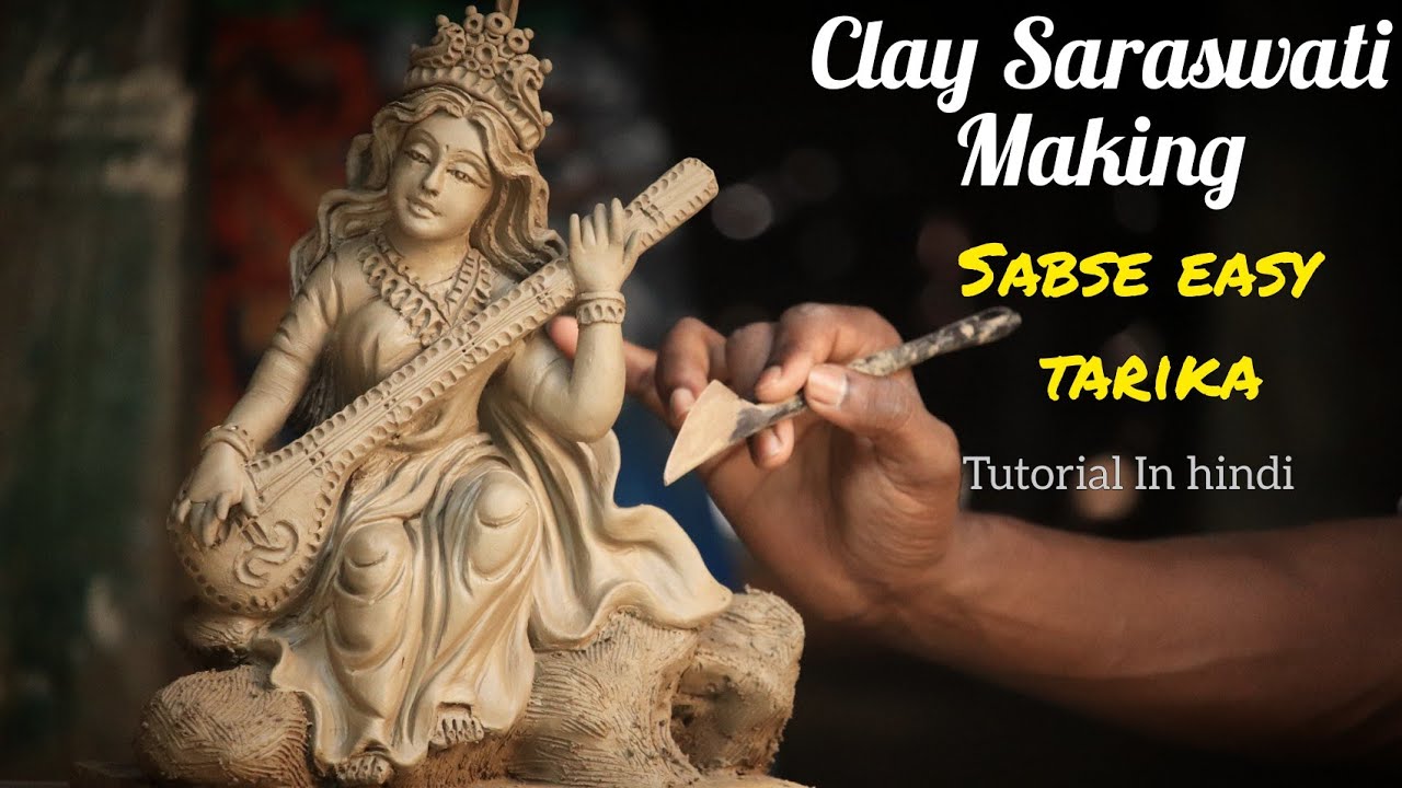 How to make saraswati murti | Saraswati murti banane ka tarika | Small Saraswati idol making
