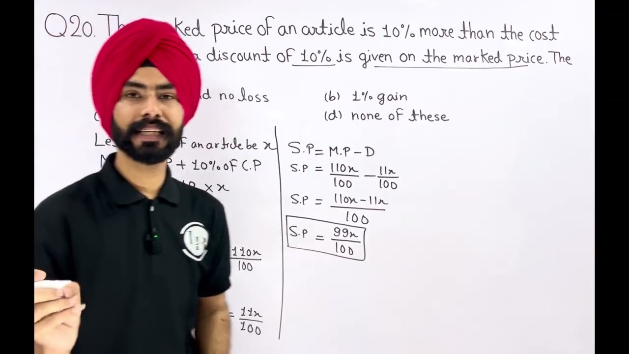 Class 8th exercise 10D Question 20 solution|RS AGGARWAL|profit loss