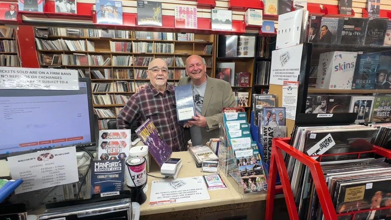 Elvis Presley Collectors Group Visits Malcolm's Musicland in Chorley The Blue Suede Shoes Collection