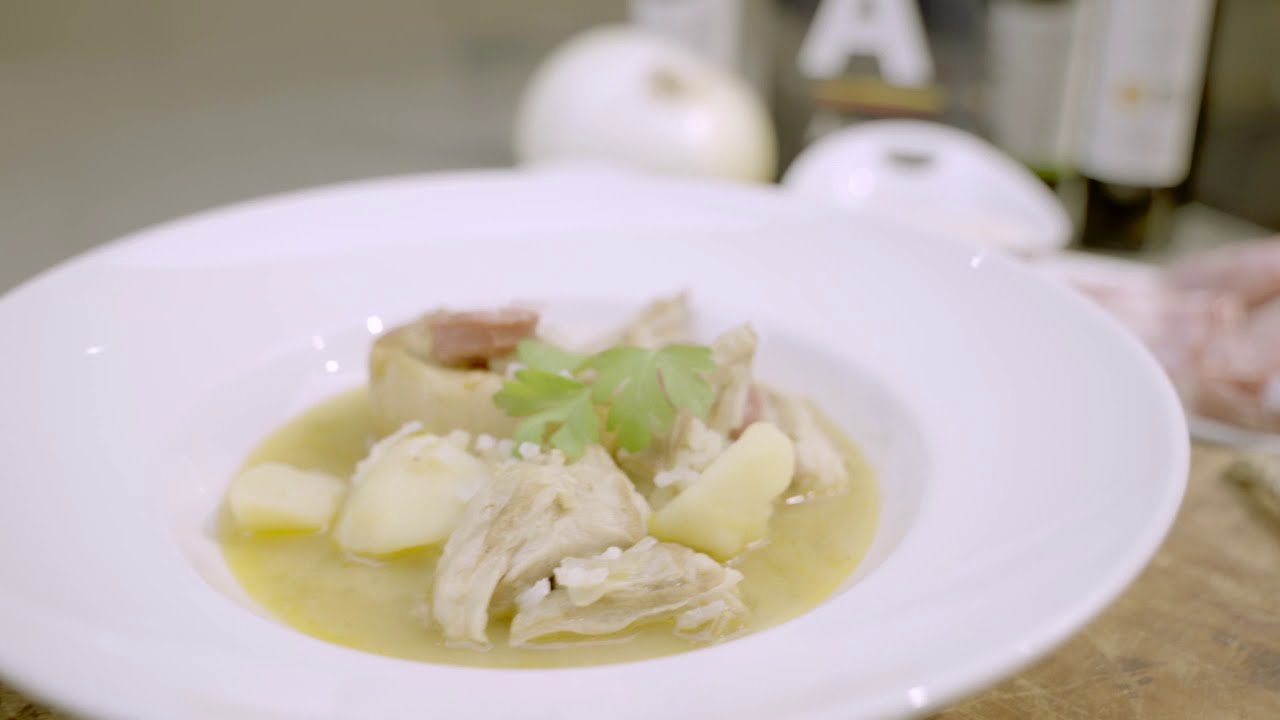 Rancho aragonés con arroz C'alial.  Receta con Aragón Alimentos Nobles y Cocineros de Aragón.