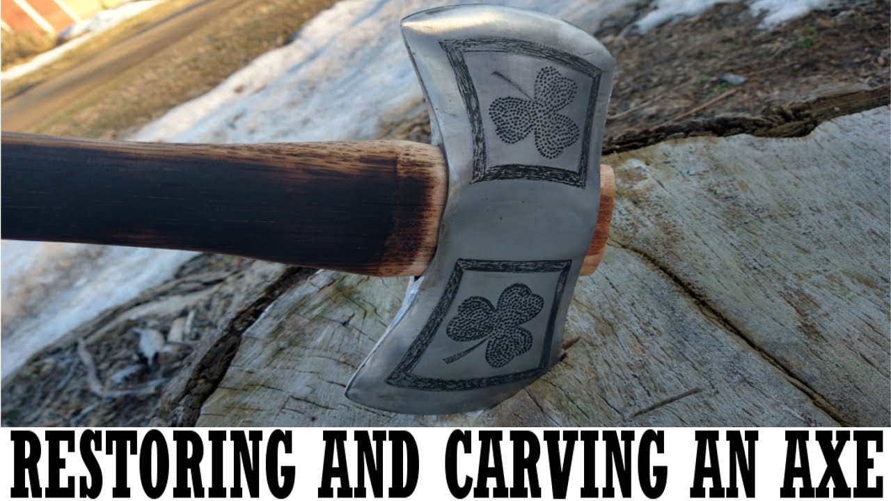 HOW TO - RUSTY AXE RESTORATION - AXE CARVING