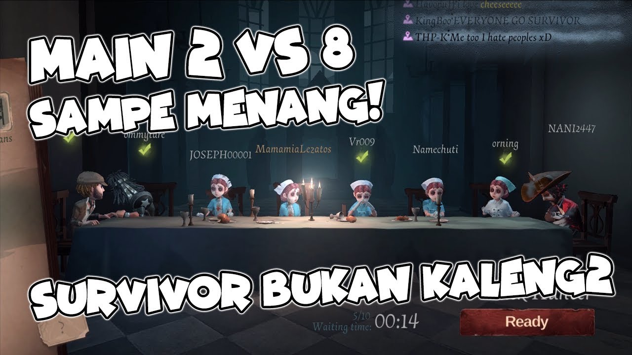 CHALLENGE Main 2 VS 8 SURVIVOR SAMPE MENANG! - Identity V