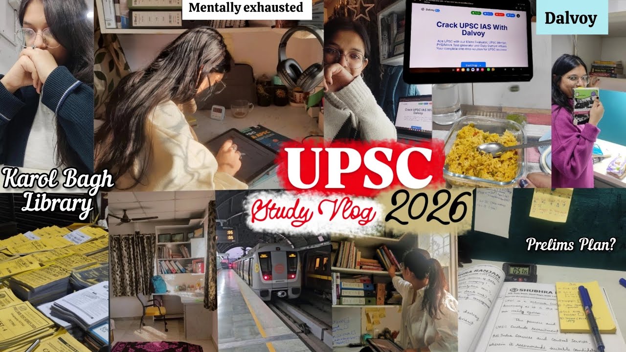 UPSC 2026 Study Vlog| UPSC Aspirant Life 📚| library study routine|Prelims stretegy for UPSC 2026
