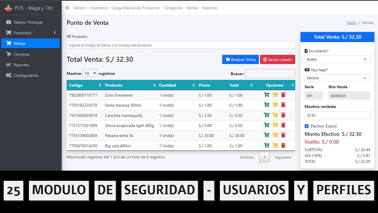 25 Sistema de Punto de Venta - Modulo de seguridad