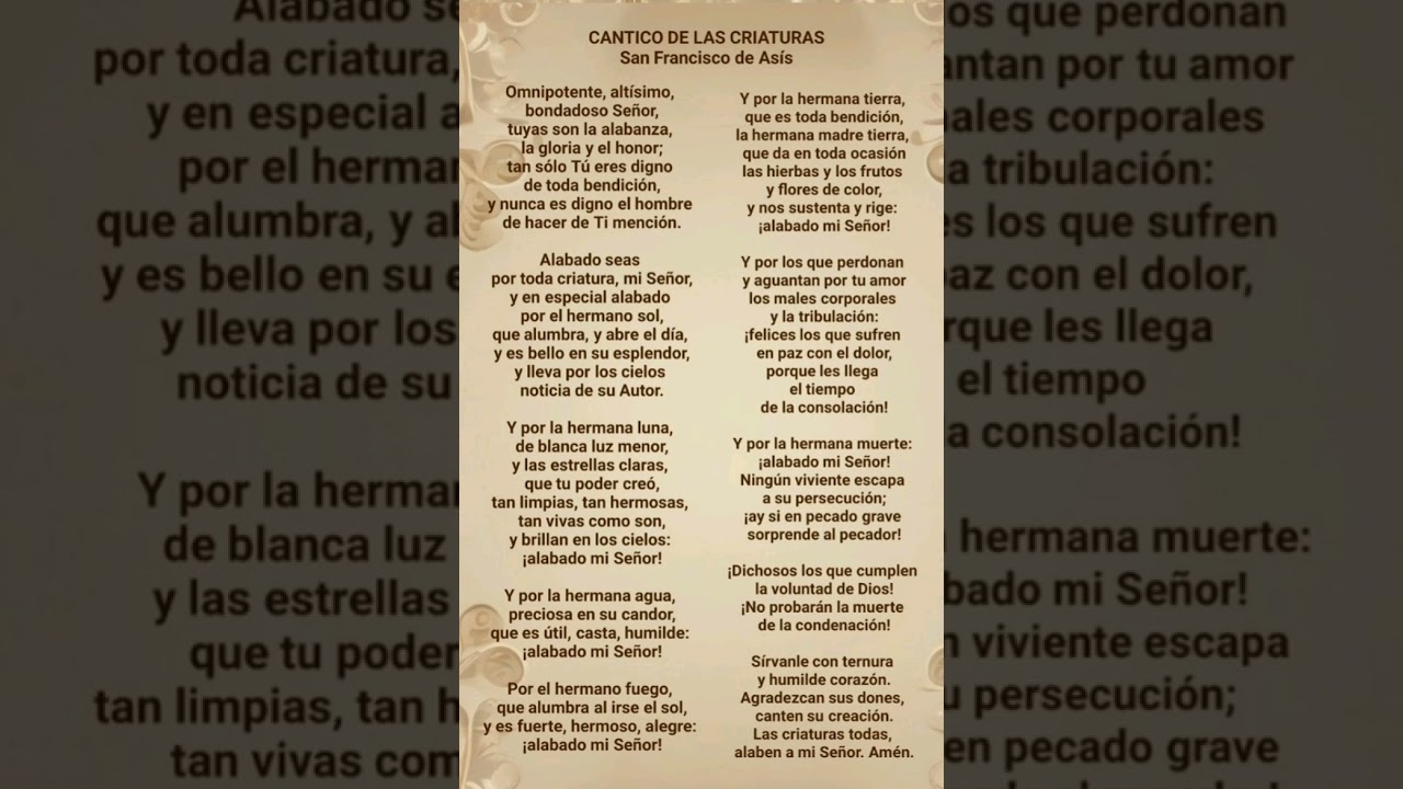 CÁNTICO DE LAS CRIATURAS - San Francisco de Asís