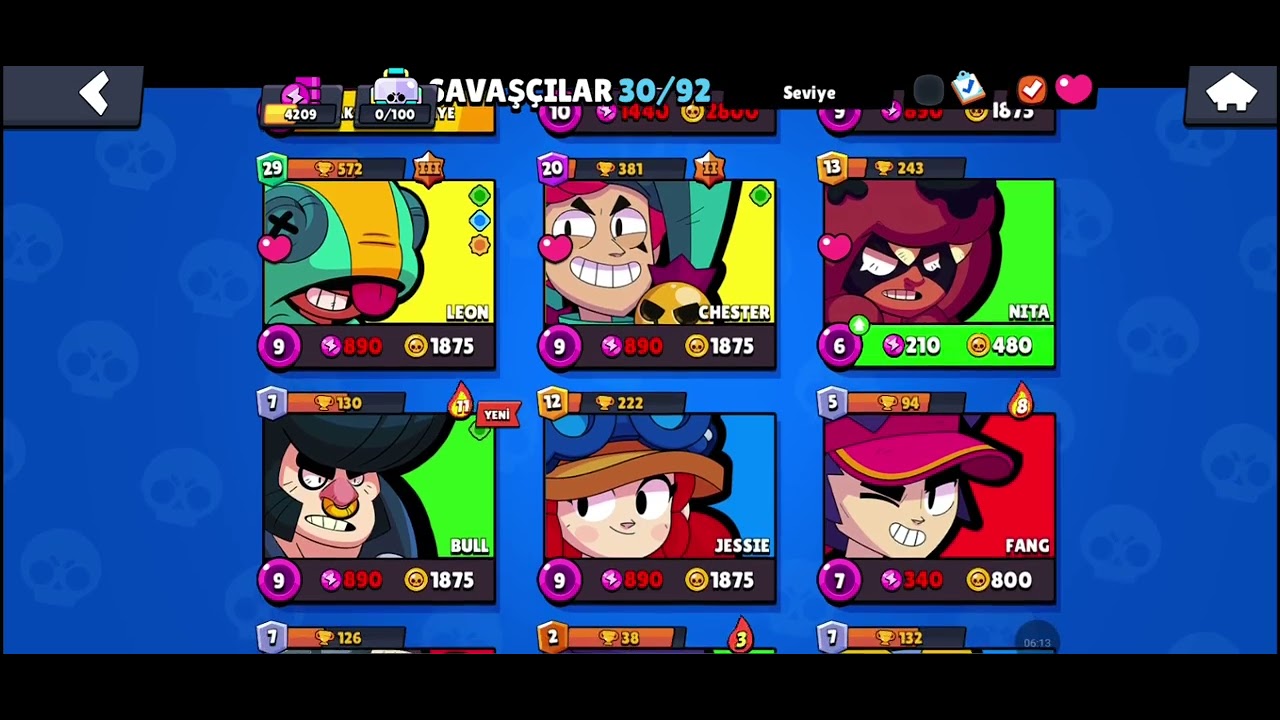 Brawl stars oynadim fang ,crow ve tara karakterleri ile