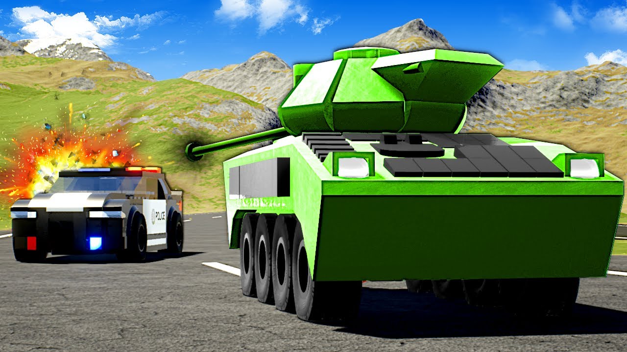 Lego TANK Interrupts Police Chase! (Brick Rigs)