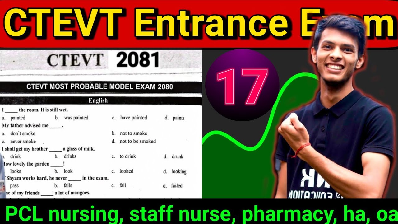 ctevt entrance exam model questions 2081 | PCL nursing staff nurse pharmacy ha oa hm entrance exam