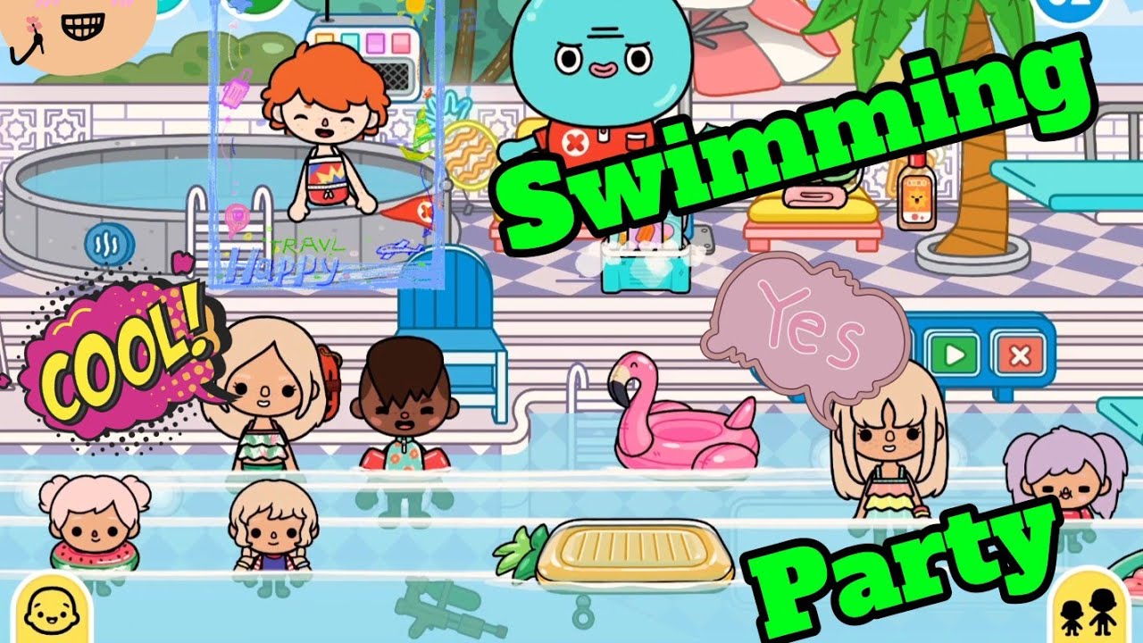 SWIMMING, POOL PARTY TIME in toca boca role play 