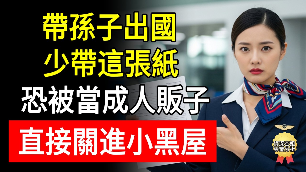 資深空姐警告:帶孫子出國，少帶這張紙，恐被當成人販子，直接關進小黑屋！#幸福百分百 #帶孫子出國 #海關盤問 #父母授權書 #空姐分享
