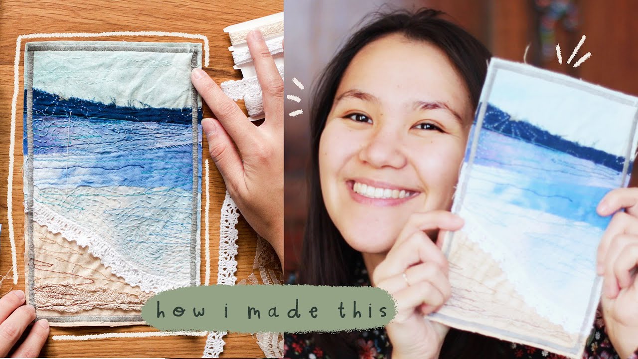 Textile Art Seascape Tutorial Using Free Motion Sewing + DIY Ice Dye