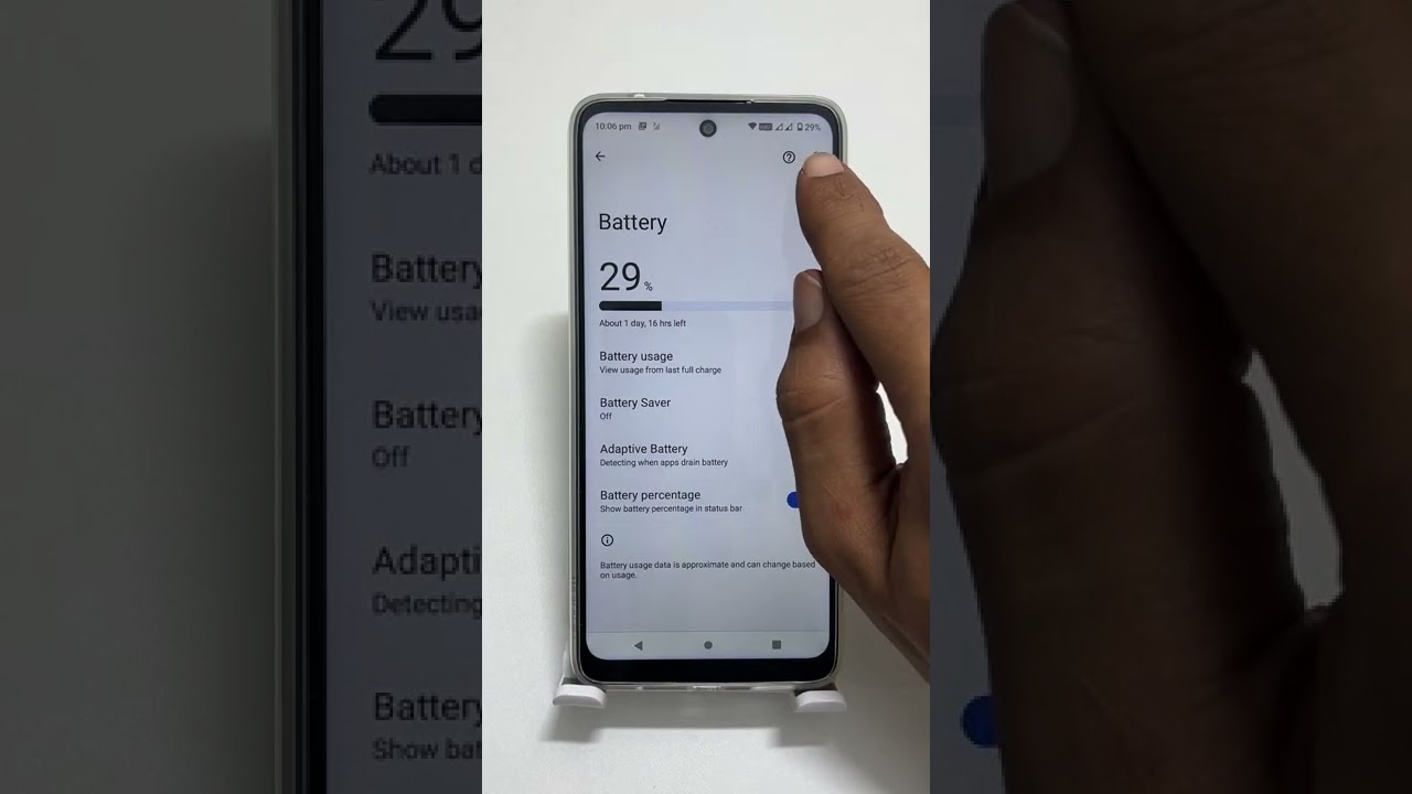How to show battery percentage on Motorola Moto E32s Status Bar