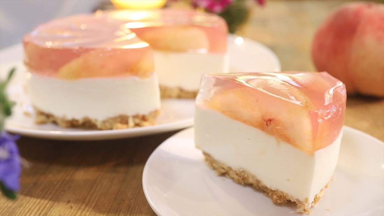 桃のレアチーズケーキの作り方・レシピ Non-Baked Cheesecake of Peach｜Coris cooking
