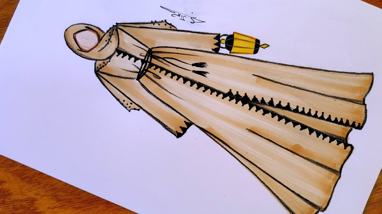 رسم عباية جميلة لشهر رمضان 🌙✨سهلة جدا بالخطوات | رسومات رمضان | رسم أزياء رمضان