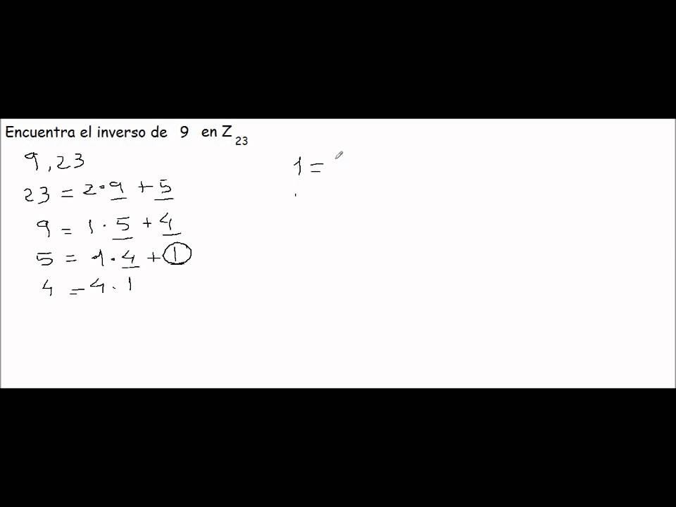 7.- Calcular el inverso de un elemento de Zn usando el algoritmo extendido de Euclides