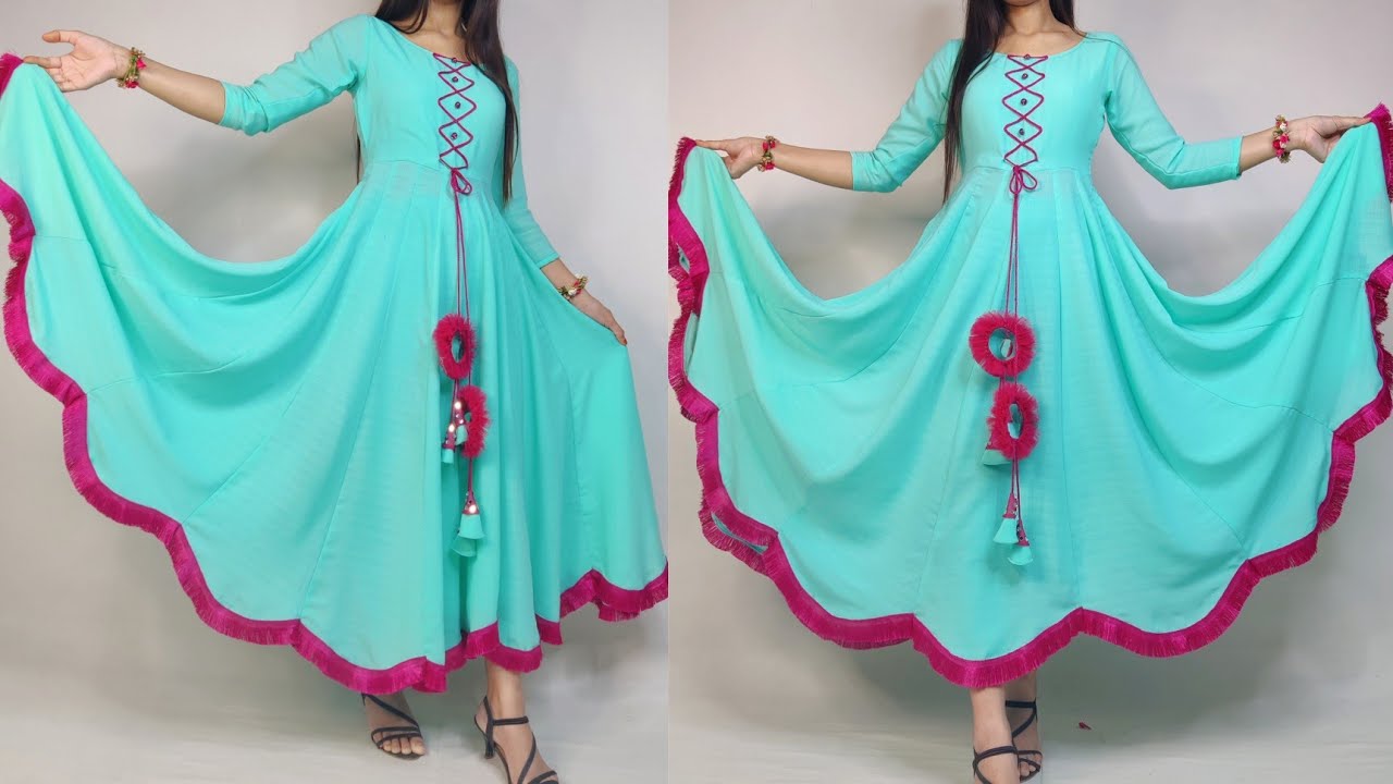 New style cutwork frock cutting and stitching/Trending/long umbrella frock cutting and stitching