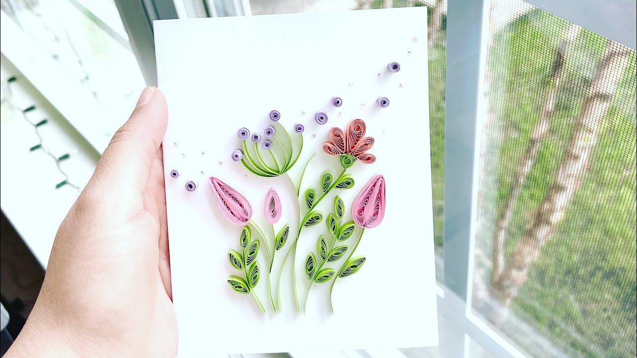 Pretty Handmade card  🌸🌸🌸 | Floral Quilling | Botanicals
