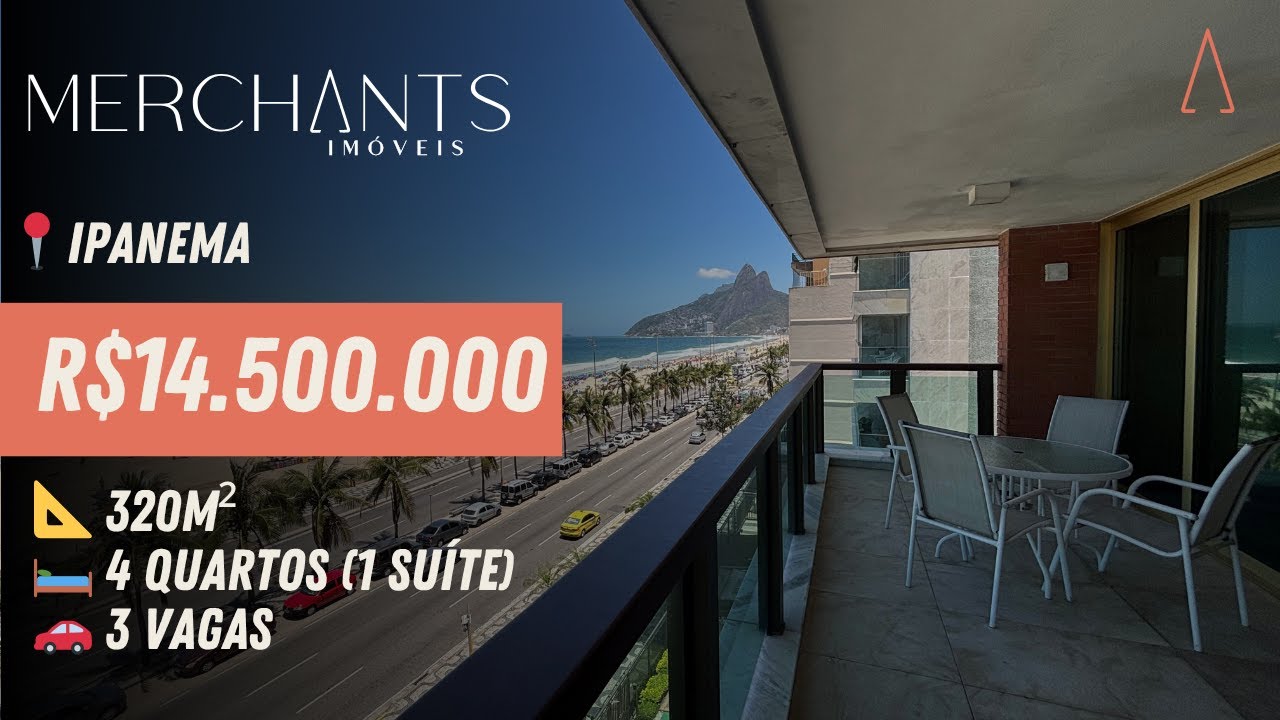 📍Ipanema – Frente Mar com Vista do Arpoador ao Dois Irmãos | 320m² | R$14.500.000