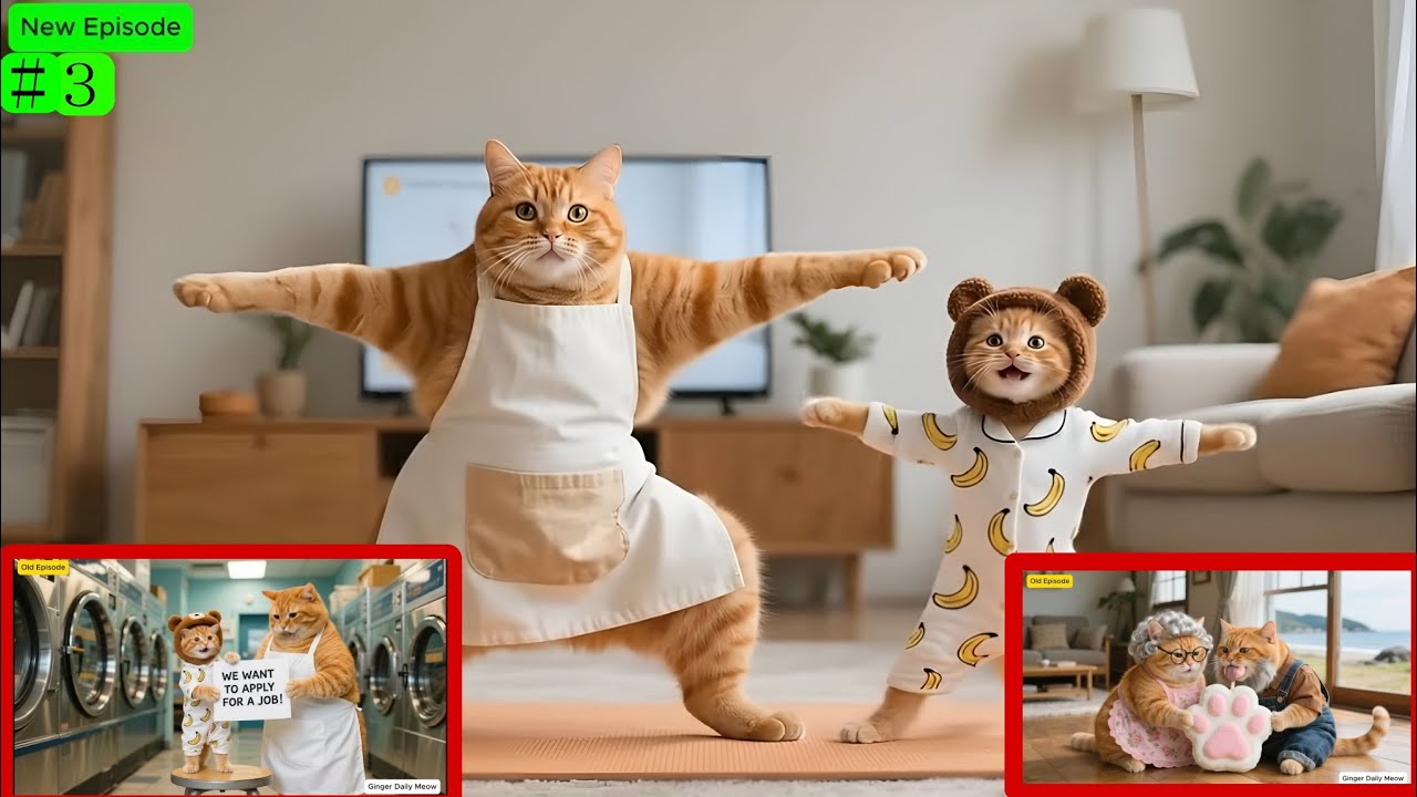 # 3 Mama Cat Has Back Pain Again-But Ginger Kitten Learns the Bone Strength Secret from Grandma Cat 