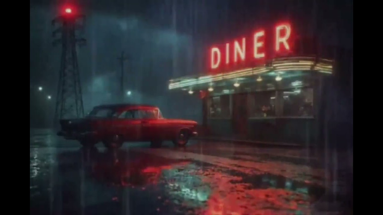 Midnight at the Diner: 1950s Rainy Night Mood & Classic Car Ambience