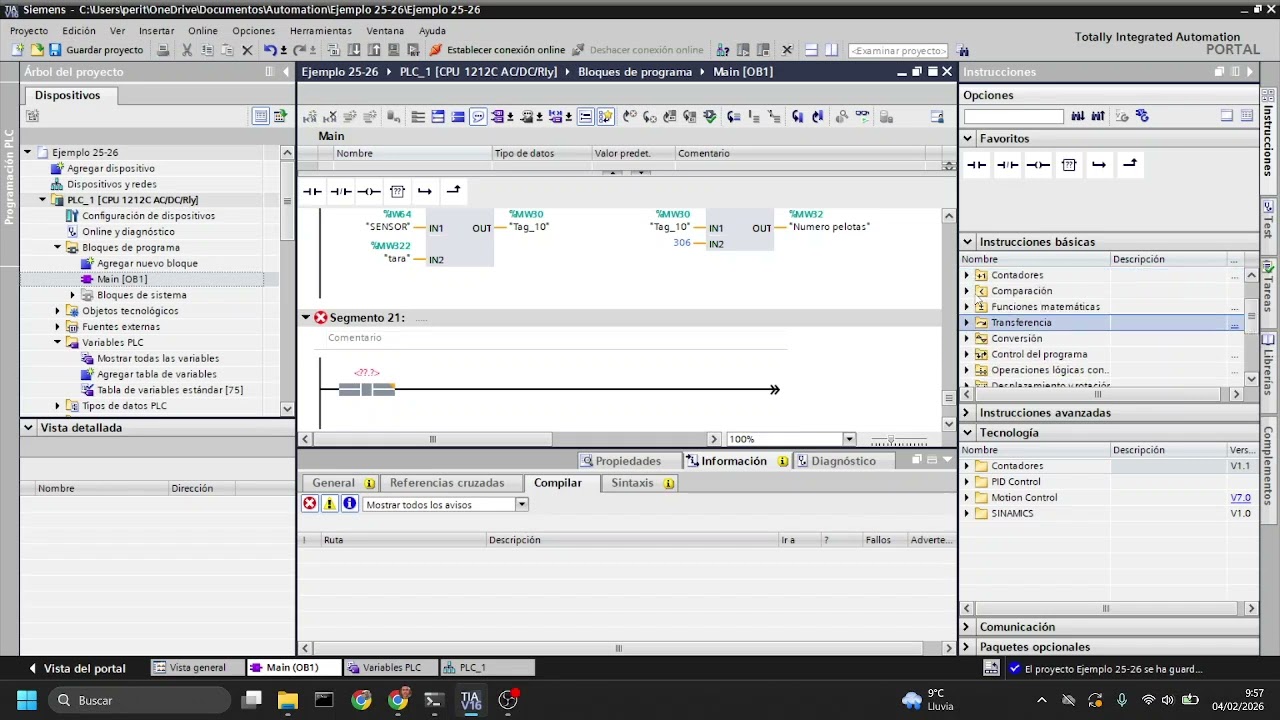 Proceso de tarado manual Tia portal 2026 02 04 09 53 21