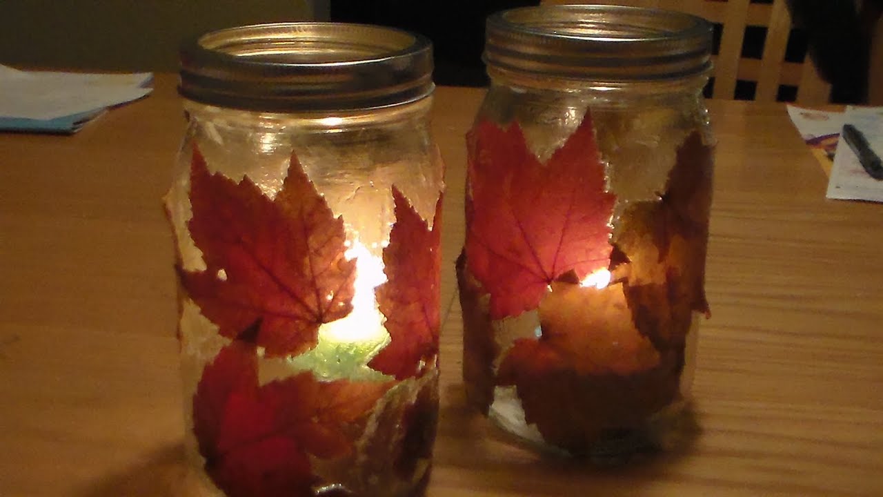 DIY Fall Lantern  DIY Autumn Candle Jar Holder