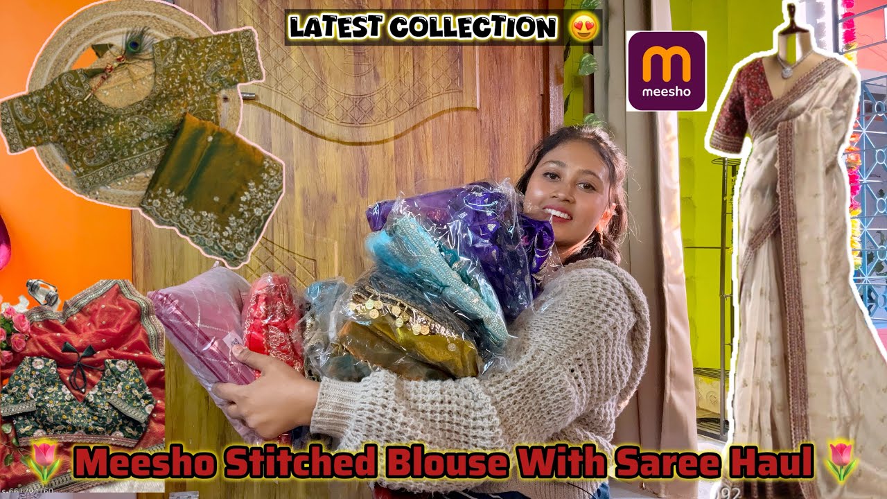 Meesho Stiched blouse With Saree Haul Under 1499rs 😍 || Latest Saree Collection 