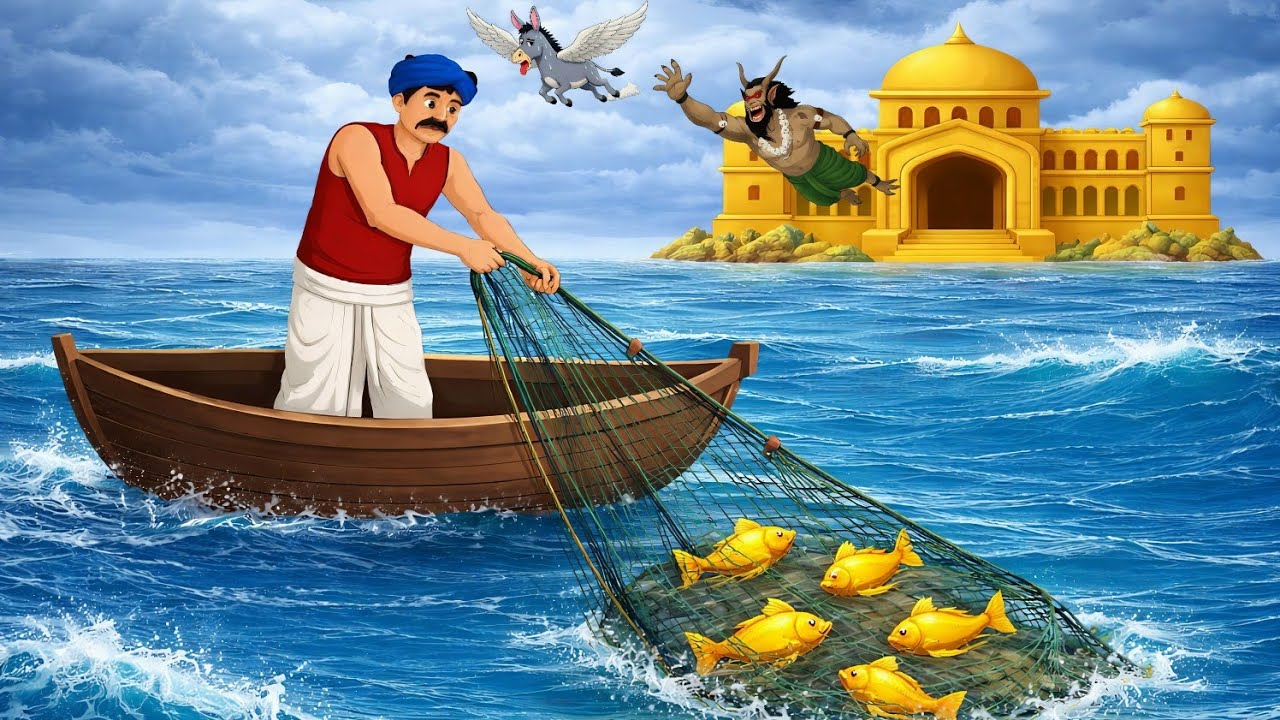 रहस्यमयी राक्षस और गरीब मछुआरा | Hindi Story | Hindi kahani | moral stories | cartoon story