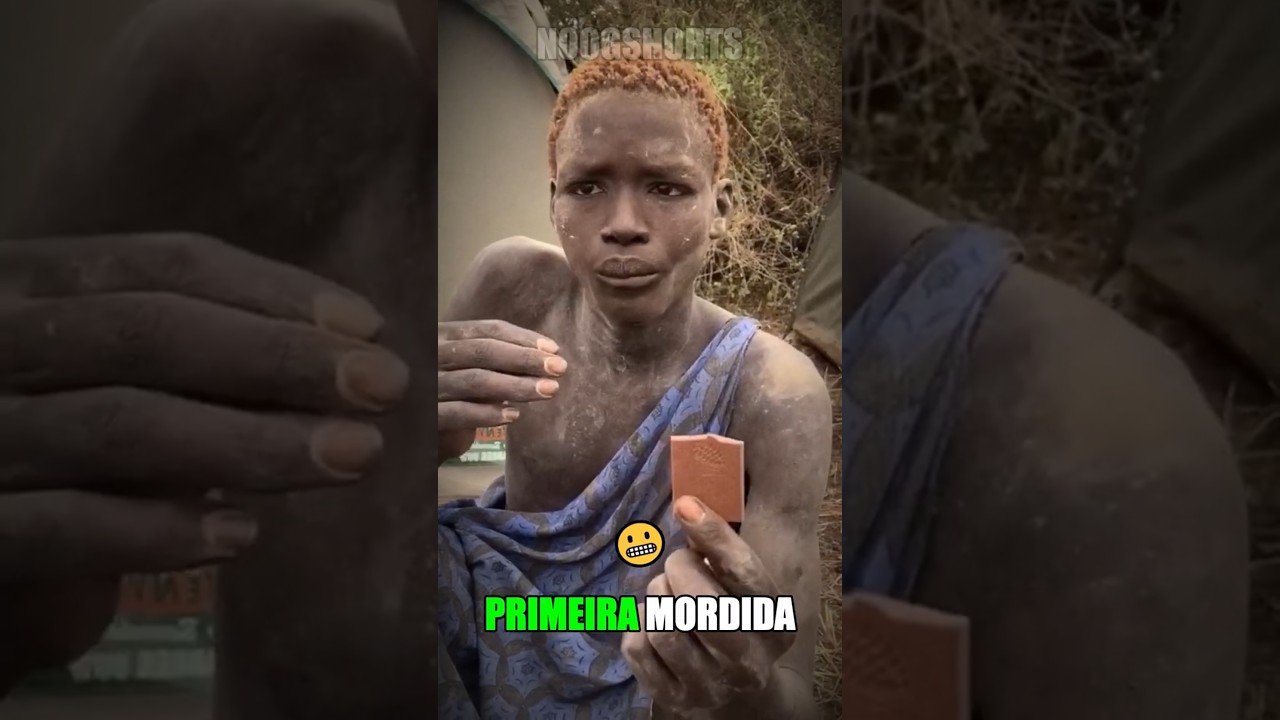 Esse membro de uma tribo canibal provou chocolate pela primeira vez e a sua rea&ccedil;&atilde;o foi 😲 #shorts