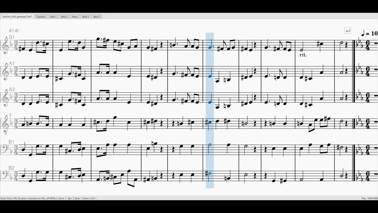 Brahms F&uuml;nf Ges&auml;nge &ndash; Rehearsal Track &ndash; Alto 1