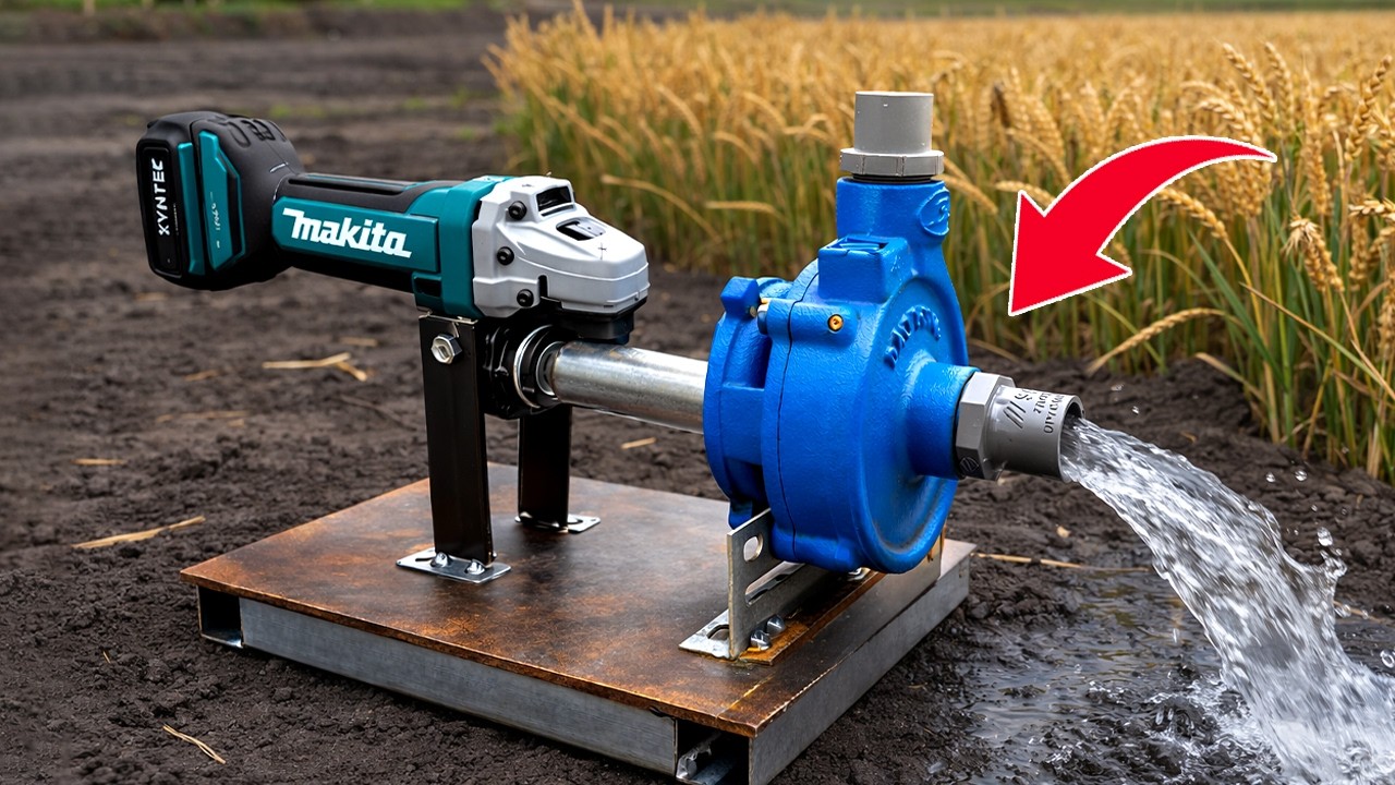 Turn an Angle Grinder into a Simple Yet Super Powerful Water Pump | Genius DIY 😲