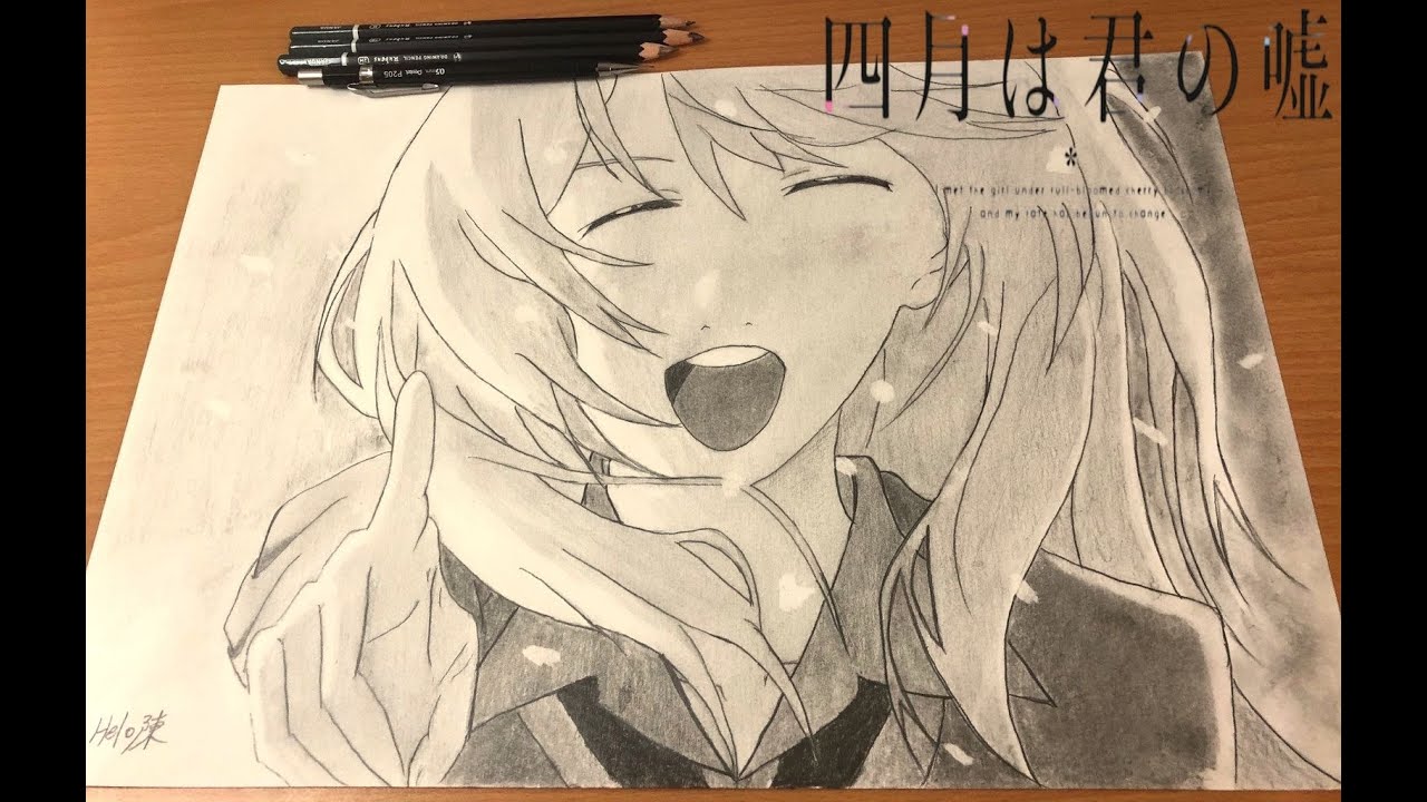 【素描】輕鬆繪畫搭配古典卡農 【四月是你的謊言】宮園薰      Sketch【Your lie in April】みやぞの かをり