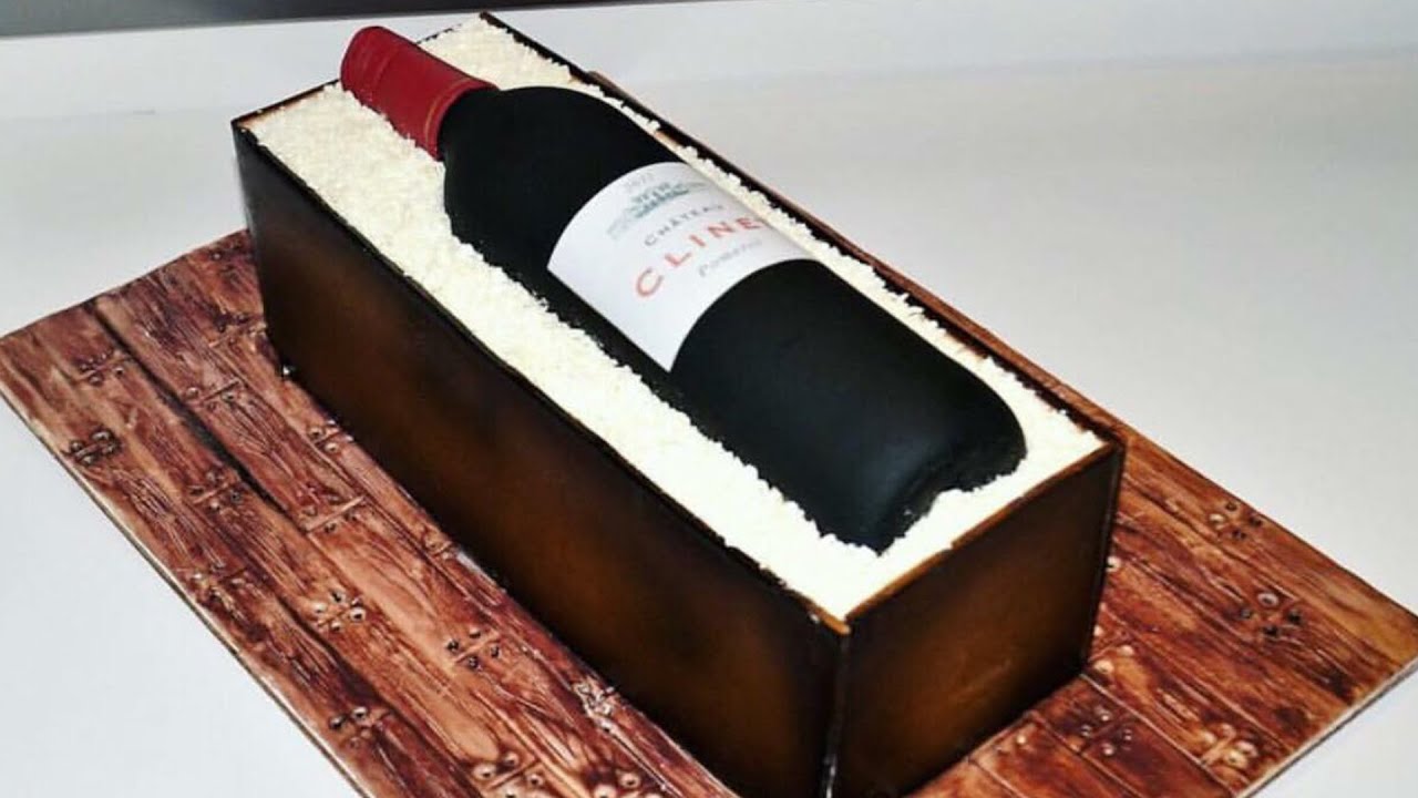 Cake decorating tutorials | how to make a Wine Bottle in a Wood Crate cake | Sugarella Sweets
