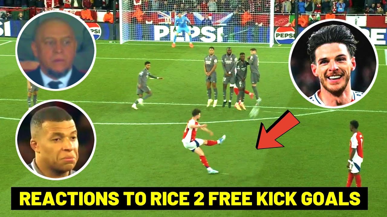 Crazy reactions to Declan Rice 2 free kick goals vs Real Madrid