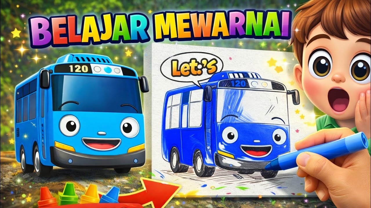 Tayo Belajar MeWarnai | Learning colors and shapes with coloring pagesToys for Kids