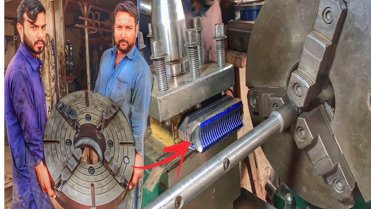 Repaired the damaged thread of the lathe machine's Four 4 Jaw Chuck which is difficult