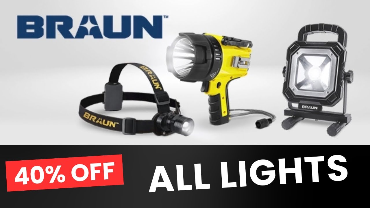 Огромная скидка 40% на все светильники Braun / Весенняя распродажа в Harbor Freight в Черную пятн...