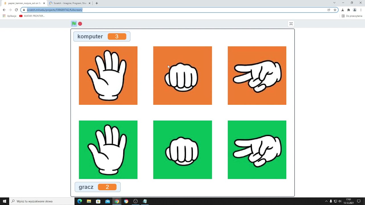 Scratch. Gra w papier kamień nożyce.